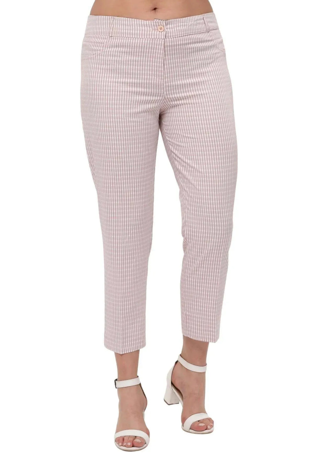 Büyük Beden Kadın Gri Pötikare Desenli Pamuklu Viskon Kapri - Image 15