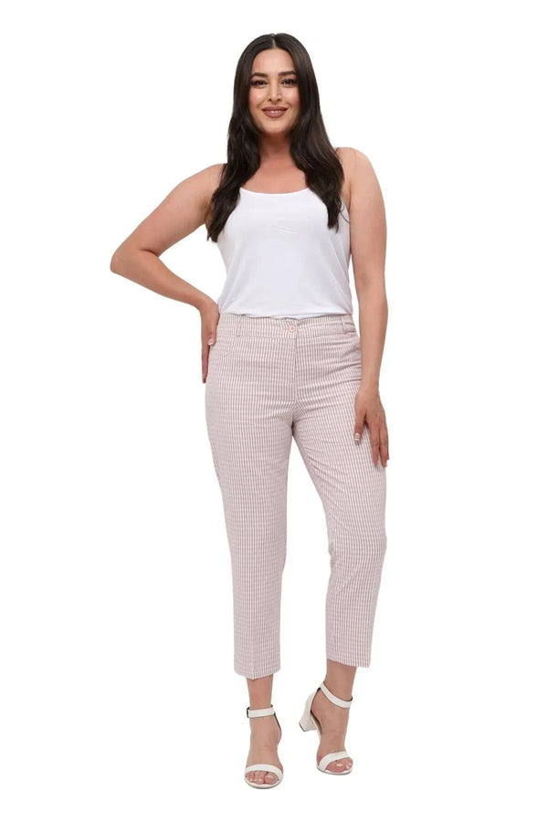 Büyük Beden Kadın Gri Pötikare Desenli Pamuklu Viskon Kapri