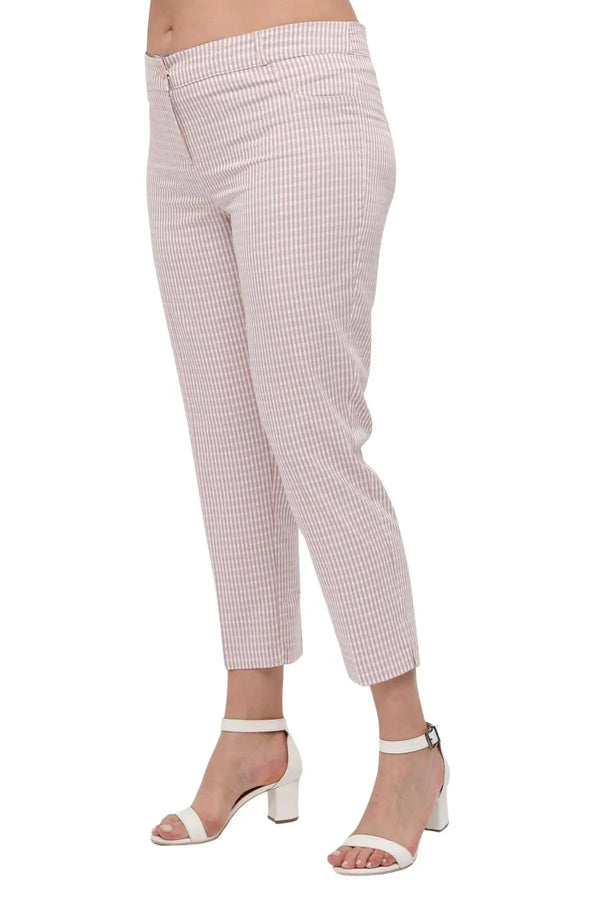 Büyük Beden Kadın Gri Pötikare Desenli Pamuklu Viskon Kapri