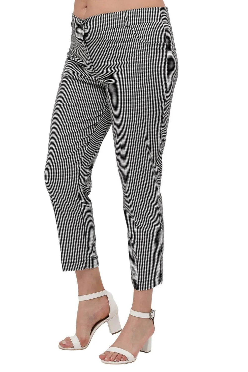 Büyük Beden Kadın Gri Pötikare Desenli Pamuklu Viskon Kapri - Image 23