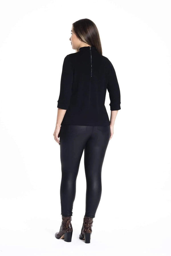 Büyük Beden Kadın İnce Triko Balıkçı Yaka Kazak - Siyah Bordo