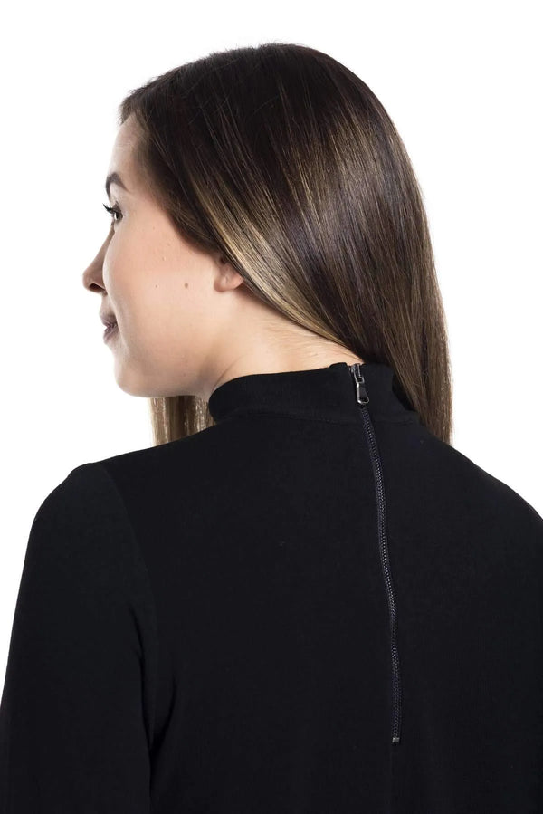 Büyük Beden Kadın İnce Triko Balıkçı Yaka Kazak - Siyah Bordo