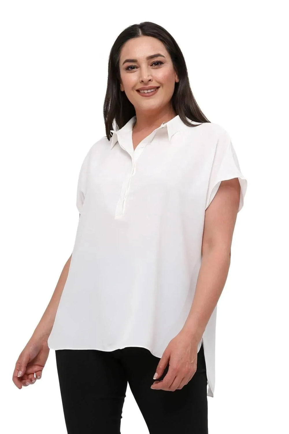 Plus Size Women's Jessica Satin Blouse - Modern Cut Elegant Collar - Image 2