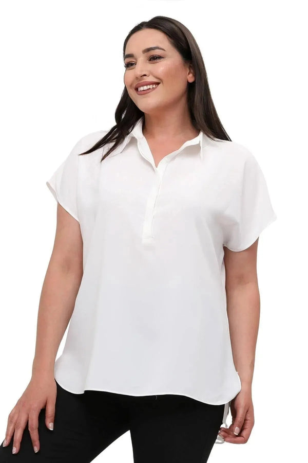 Plus Size Women's Jessica Satin Blouse - Modern Cut Elegant Collar