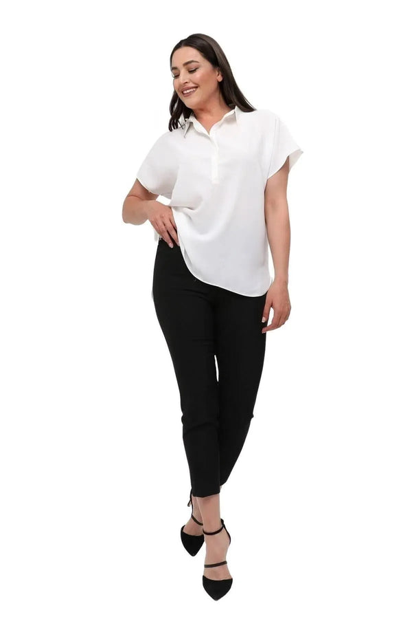 Plus Size Women's Jessica Satin Blouse - Modern Cut Elegant Collar