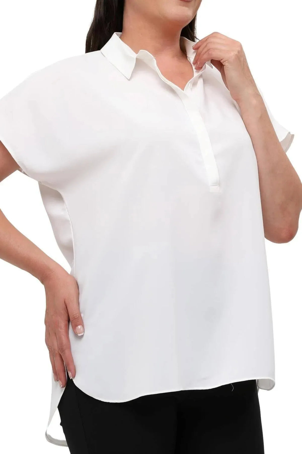 Plus Size Women's Jessica Satin Blouse - Modern Cut Elegant Collar - Image 6