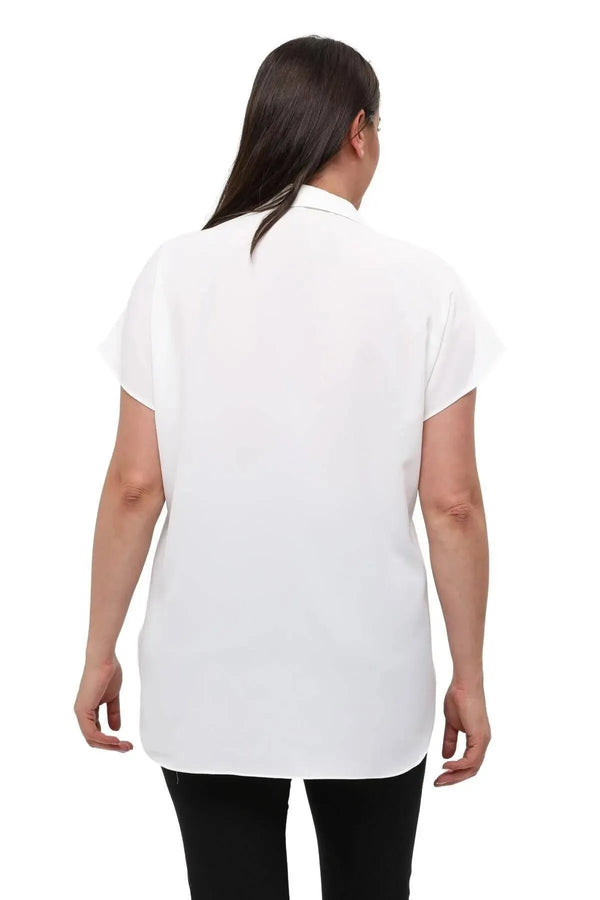 Plus Size Women's Jessica Satin Blouse - Modern Cut Elegant Collar