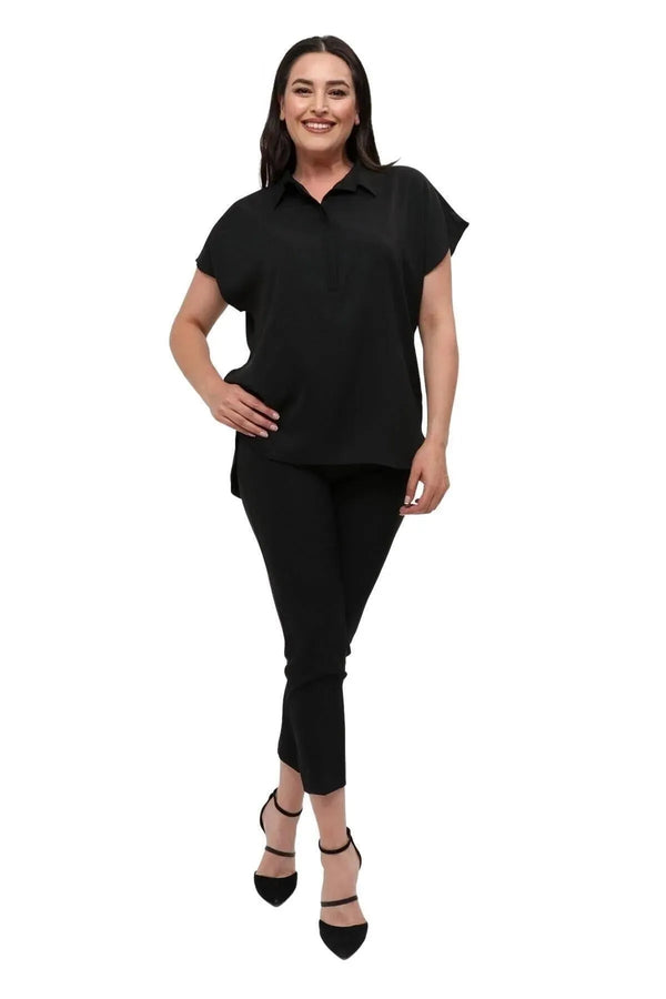 Plus Size Women's Jessica Satin Blouse - Modern Cut Elegant Collar