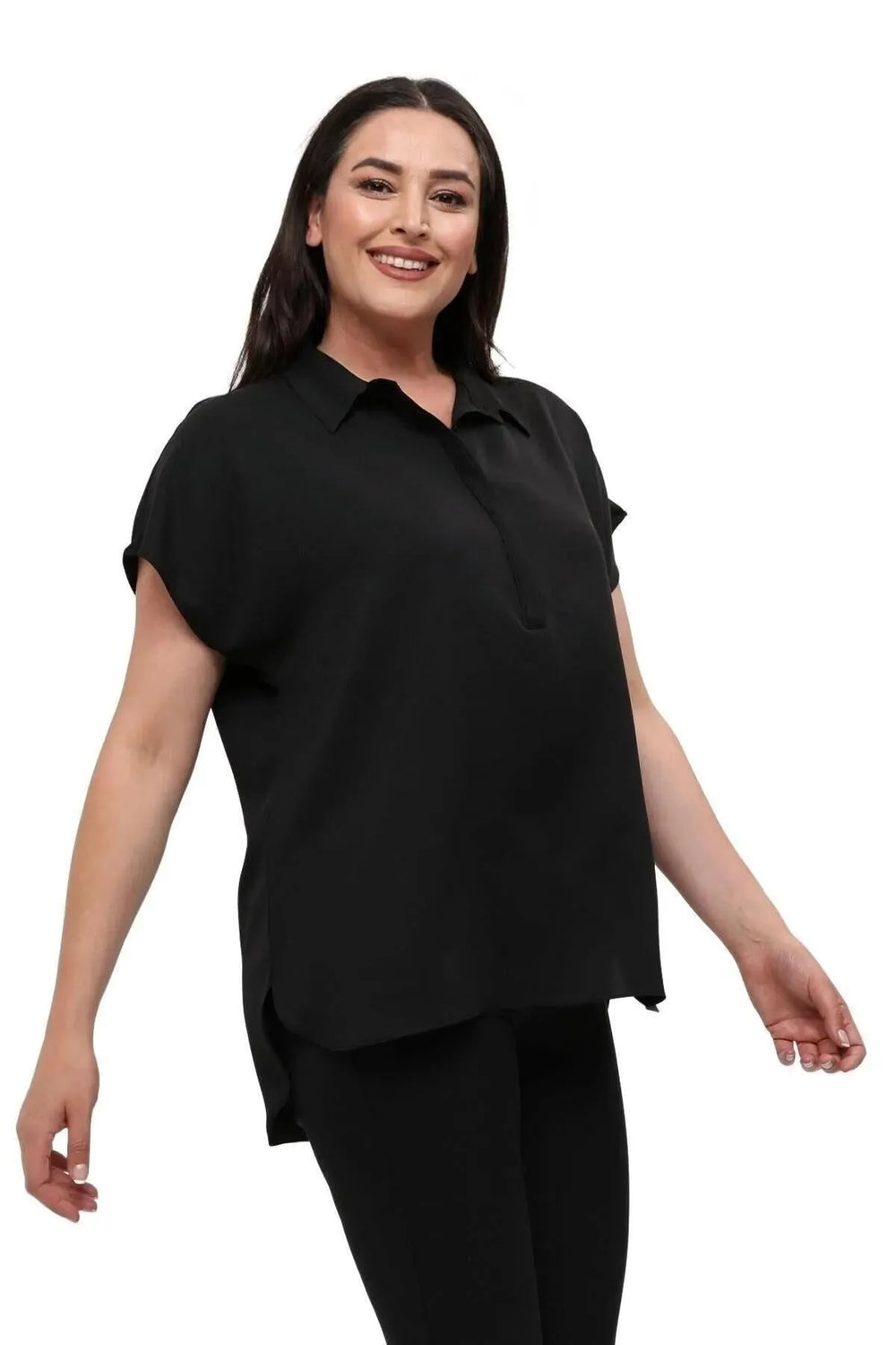 Plus Size Women's Jessica Satin Blouse - Modern Cut Elegant Collar - Image 10