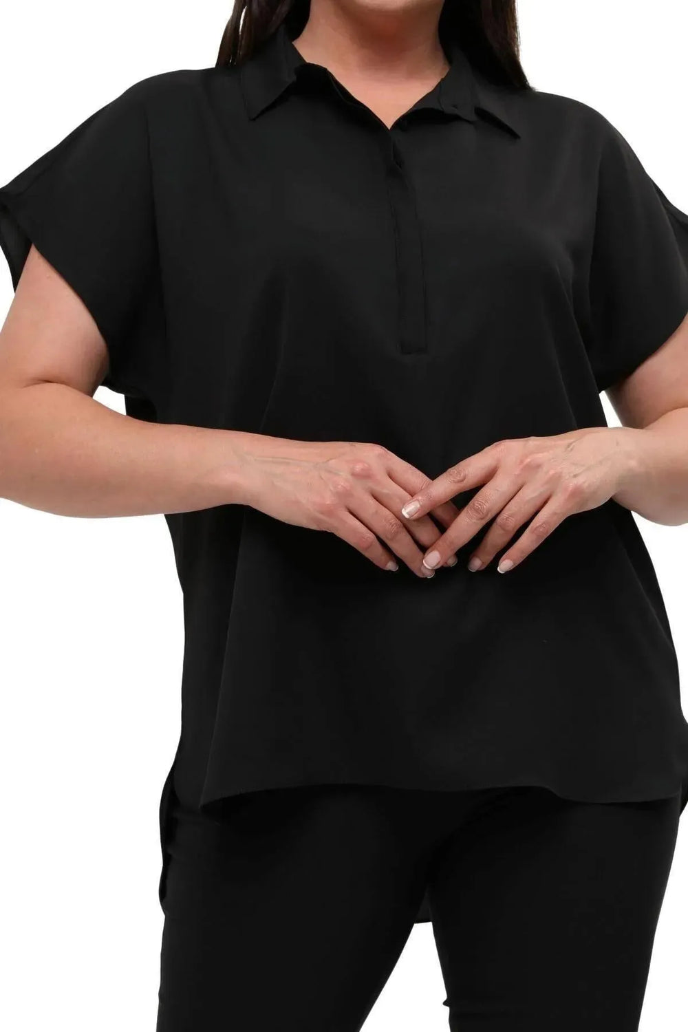 Plus Size Women's Jessica Satin Blouse - Modern Cut Elegant Collar - Image 11