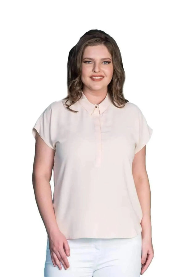 Plus Size Women's Jessica Satin Blouse - Modern Cut Elegant Collar