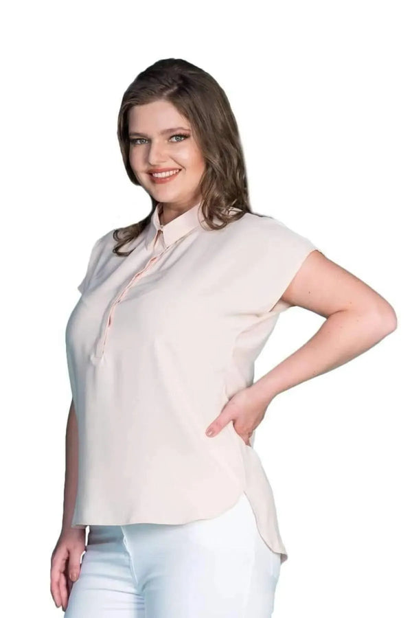 Plus Size Women's Jessica Satin Blouse - Modern Cut Elegant Collar