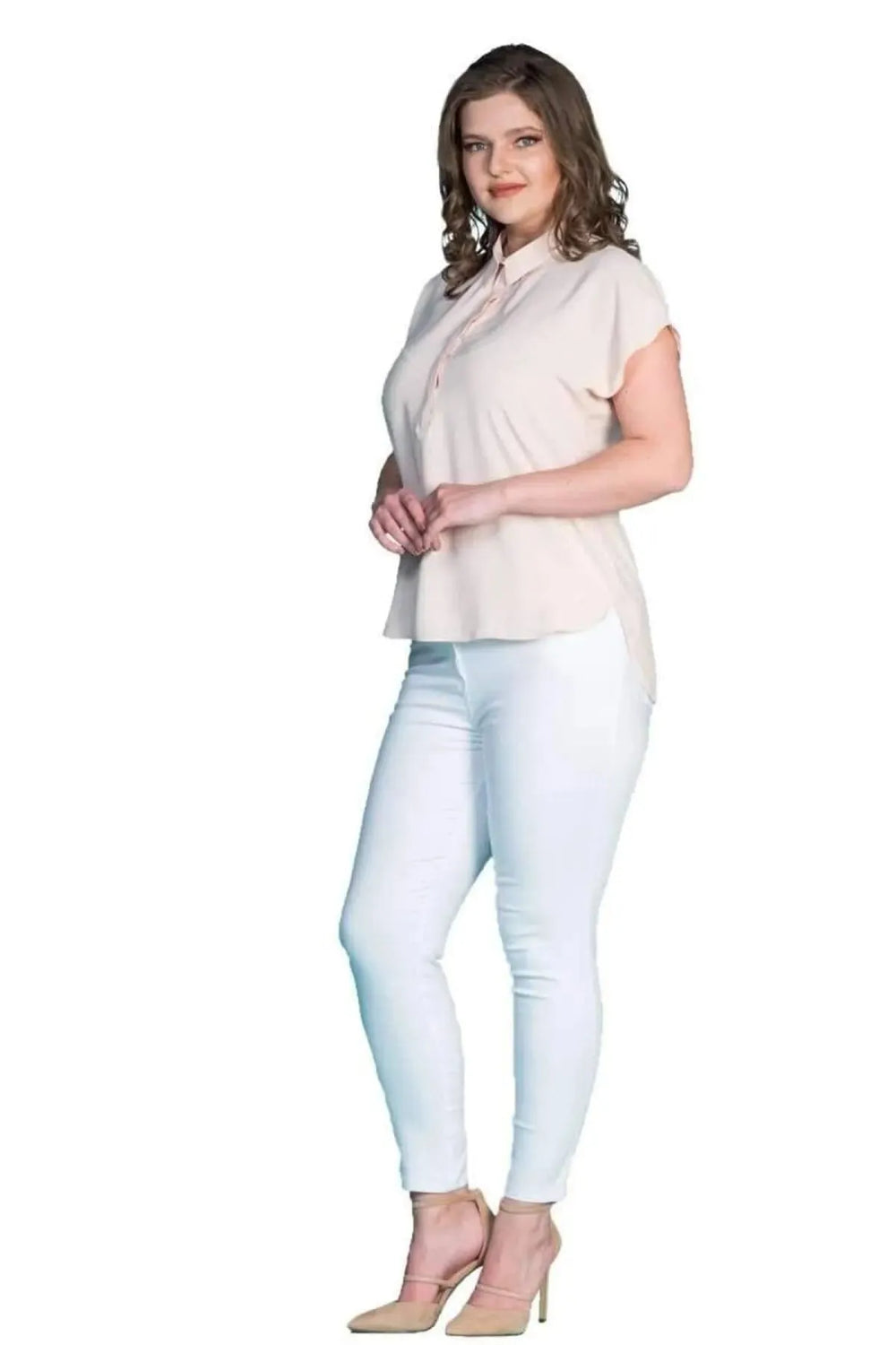 Plus Size Women's Jessica Satin Blouse - Modern Cut Elegant Collar - Image 15