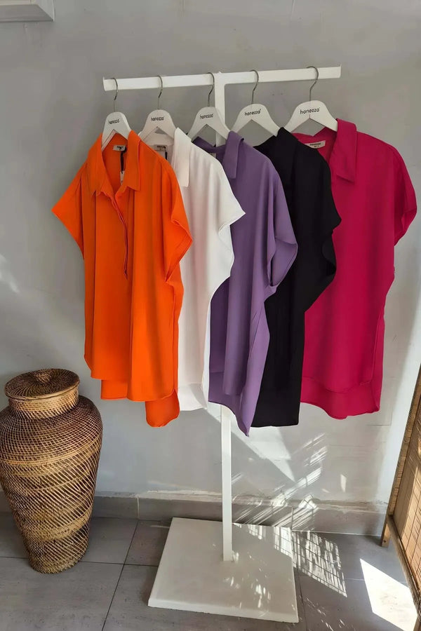 Plus Size Women's Jessica Satin Blouse - Modern Cut Elegant Collar