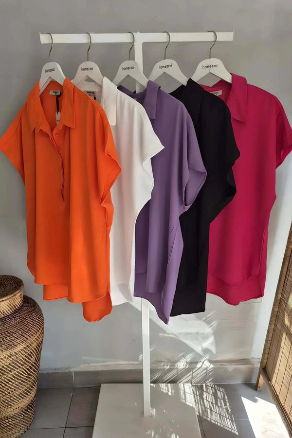 Plus Size Women's Jessica Satin Blouse - Modern Cut Elegant Collar