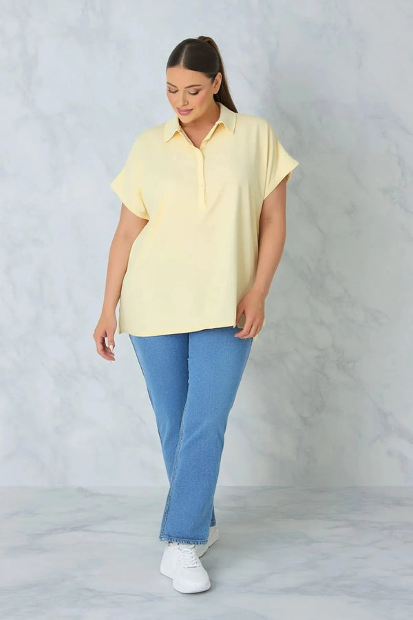Plus Size Women's Jessica Satin Blouse - Modern Cut Elegant Collar