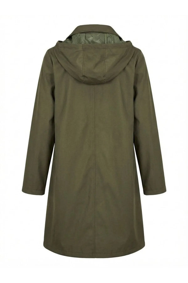 Женский тренчкот больших размеров с капюшоном из бондированного материала — на подкладке
