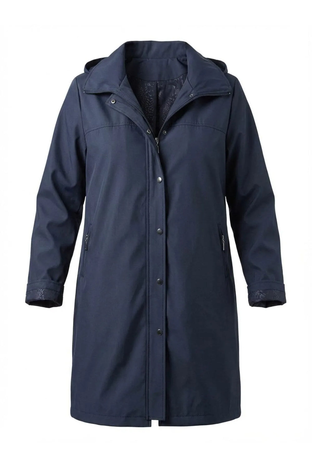 Женский тренчкот больших размеров с капюшоном из бондированного материала — на подкладке - Image 19