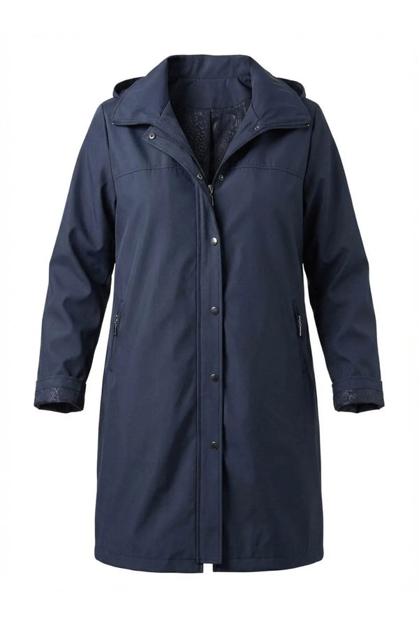 Женский тренчкот больших размеров с капюшоном из бондированного материала — на подкладке