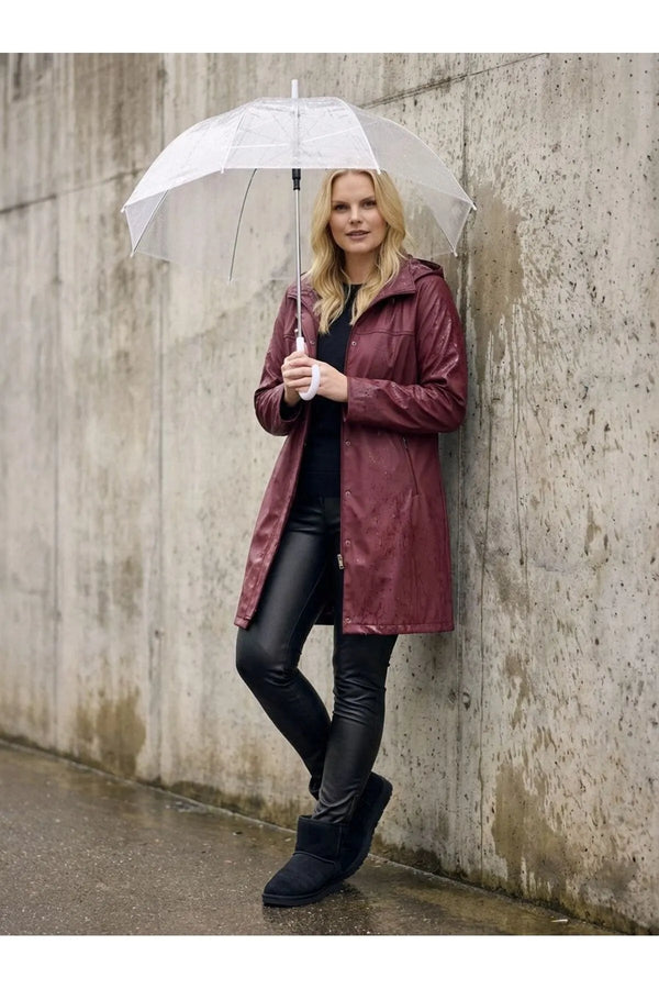 Женский тренчкот больших размеров с капюшоном из бондированного материала — на подкладке