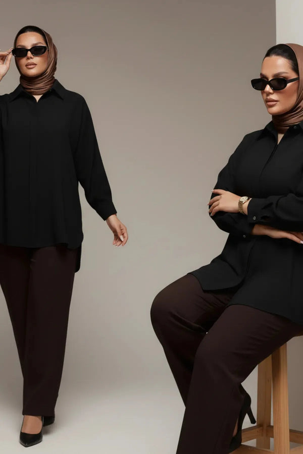 Женская рубашка Hanezza больших размеров кирпичного цвета из немнущейся ткани с потайной планкой