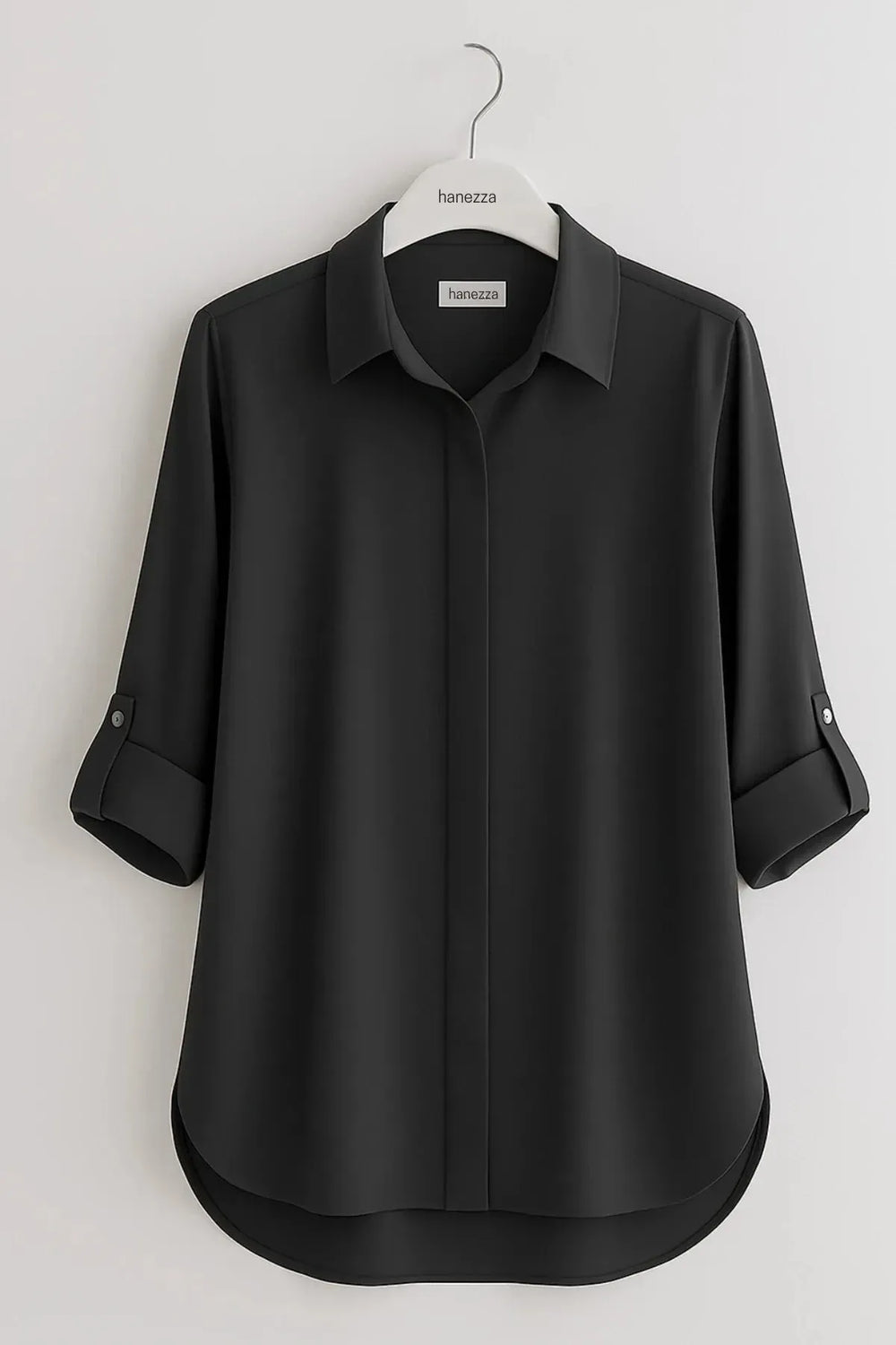 Женская рубашка Hanezza больших размеров кирпичного цвета из немнущейся ткани с потайной планкой - Image 4