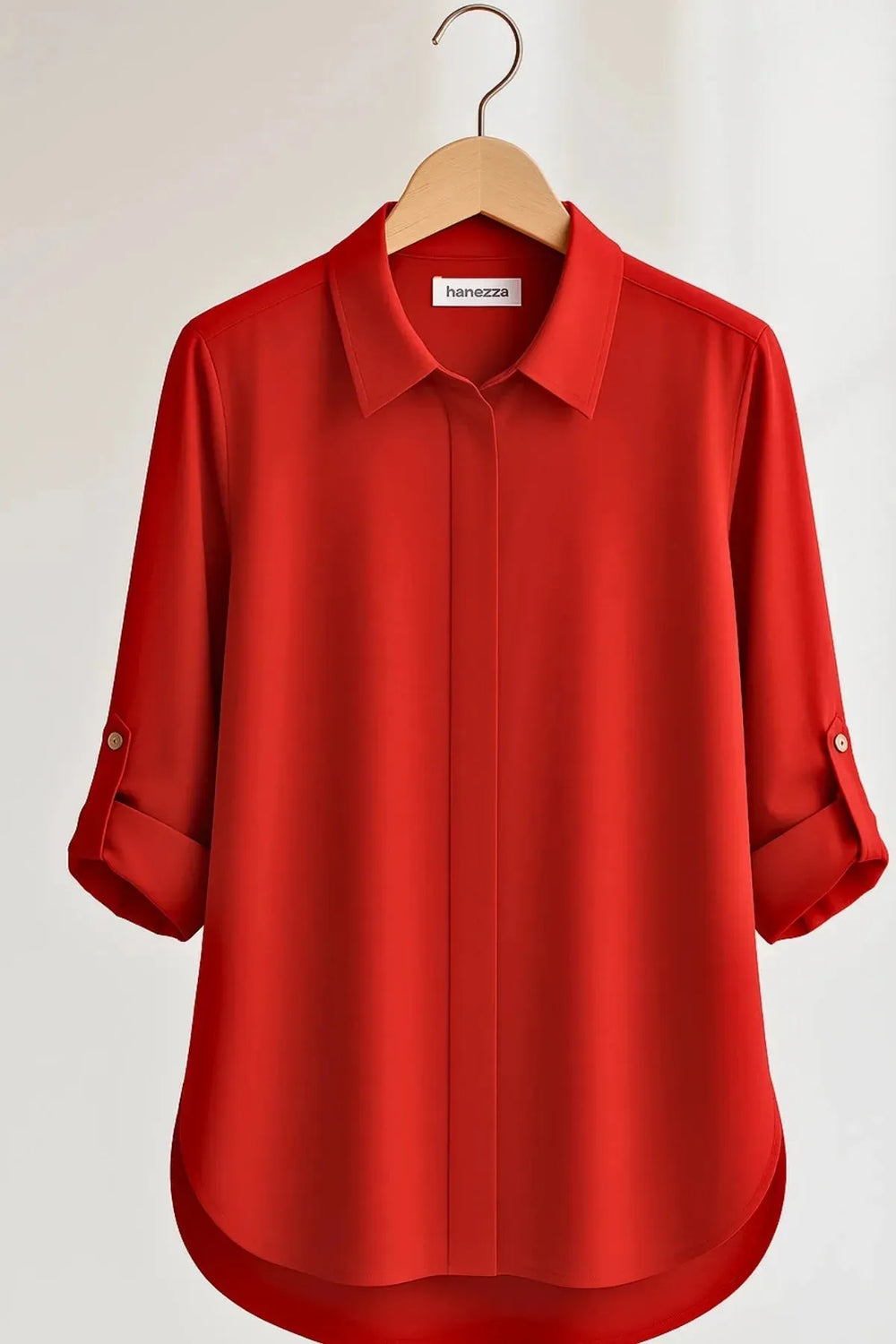 Женская рубашка Hanezza больших размеров кирпичного цвета из немнущейся ткани с потайной планкой - Image 5