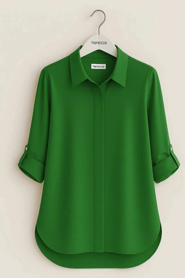 Женская рубашка Hanezza больших размеров кирпичного цвета из немнущейся ткани с потайной планкой