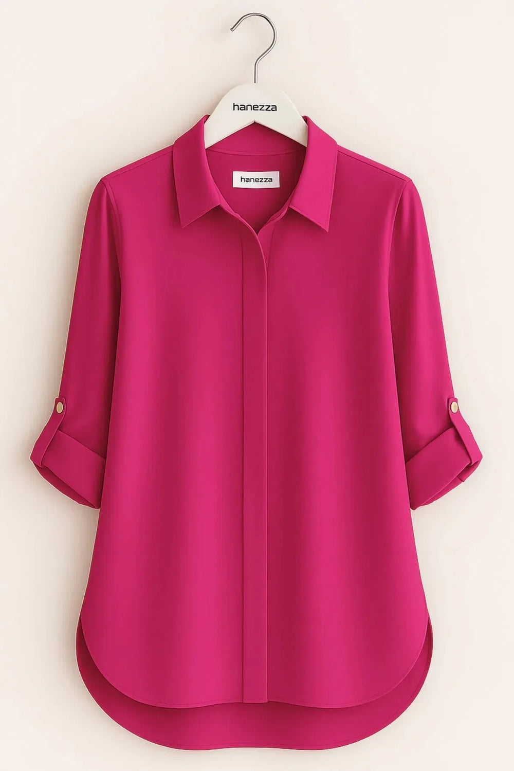 Женская рубашка Hanezza больших размеров кирпичного цвета из немнущейся ткани с потайной планкой - Image 7