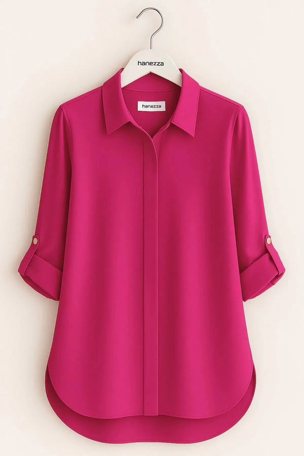 Женская рубашка Hanezza больших размеров кирпичного цвета из немнущейся ткани с потайной планкой