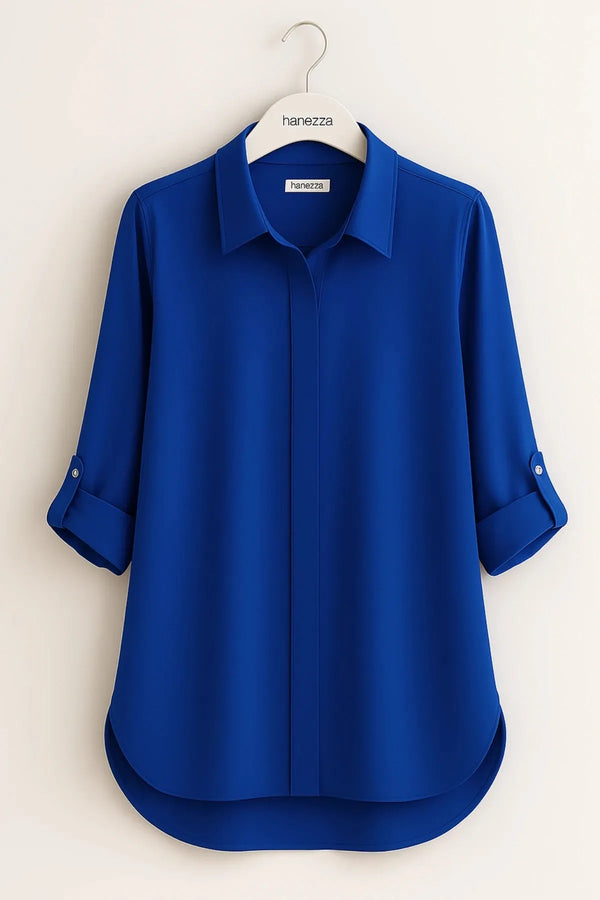 Женская рубашка Hanezza больших размеров кирпичного цвета из немнущейся ткани с потайной планкой