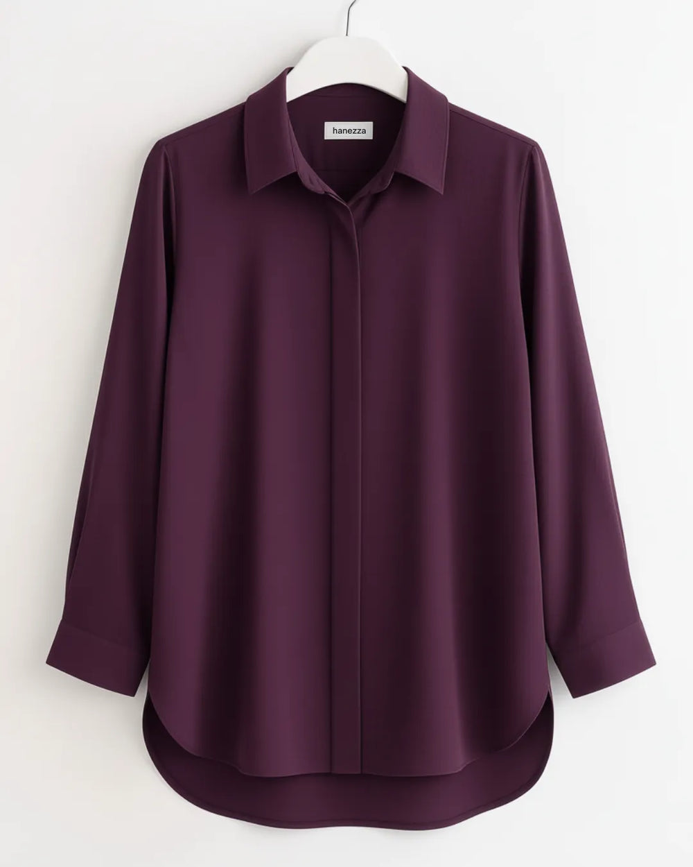 Женская рубашка Hanezza больших размеров кирпичного цвета из немнущейся ткани с потайной планкой - Image 10