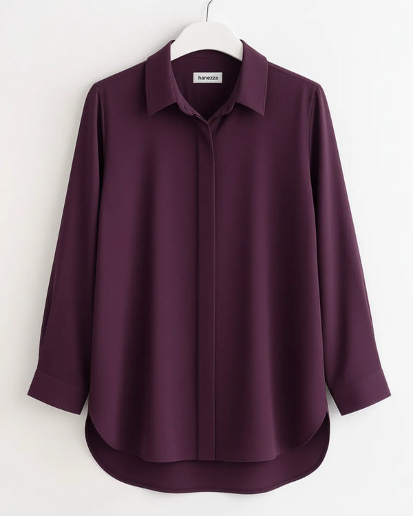 Женская рубашка Hanezza больших размеров кирпичного цвета из немнущейся ткани с потайной планкой