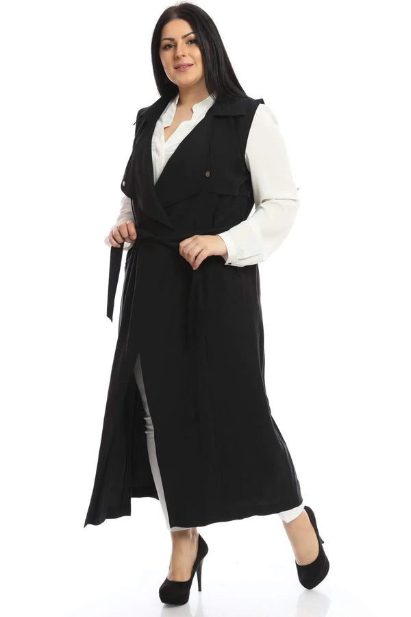 Большой размер, длинный жилет из крепа - для стильных и удобных сочетаний