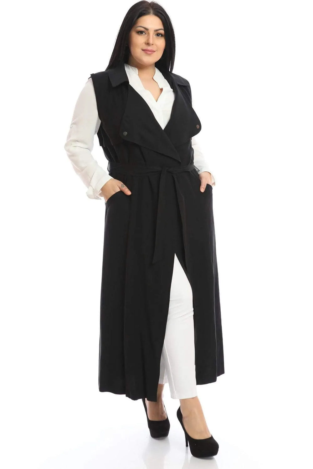 Большой размер, длинный жилет из крепа - для стильных и удобных сочетаний - Image 7