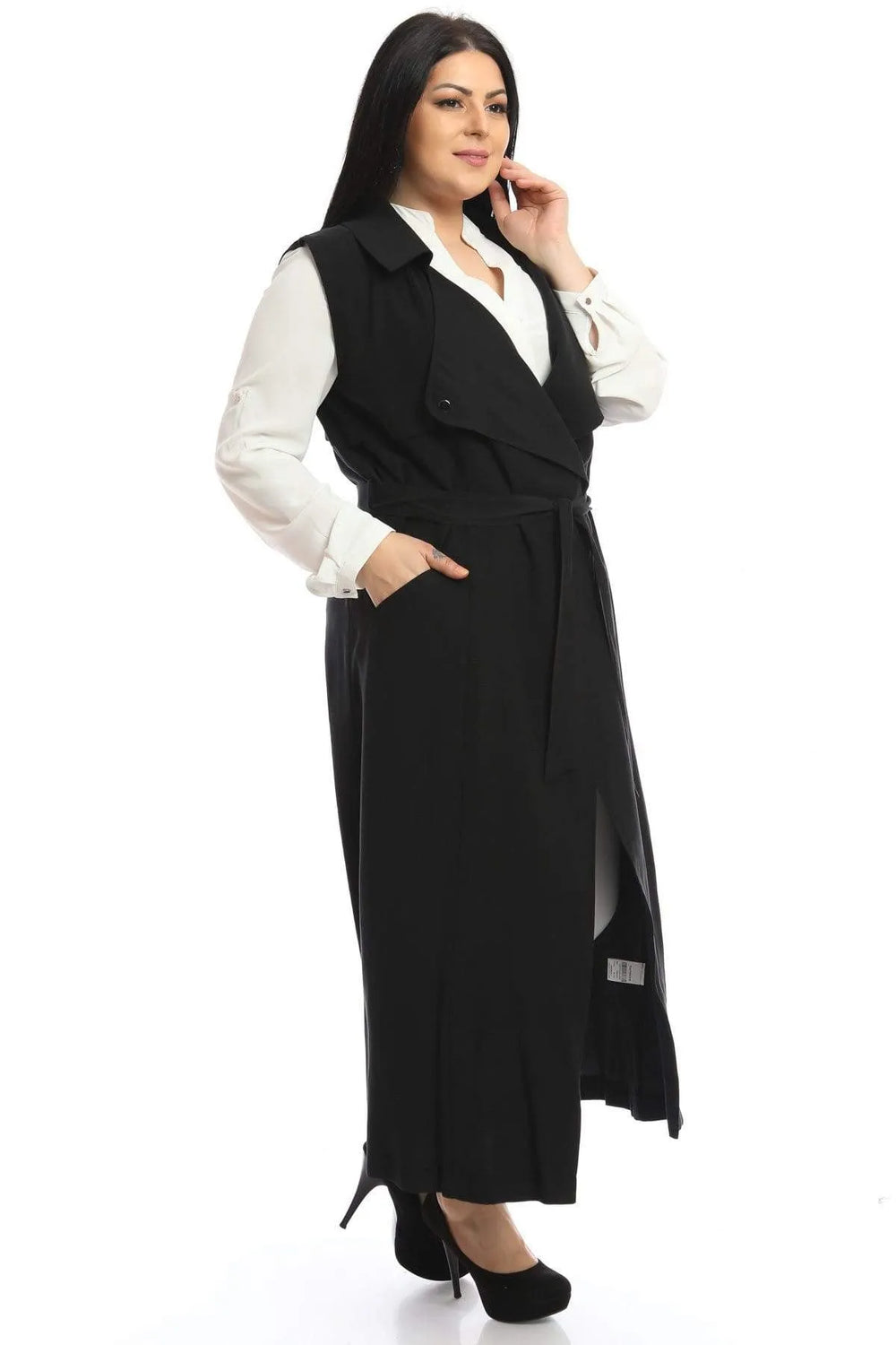 Большой размер, длинный жилет из крепа - для стильных и удобных сочетаний - Image 8