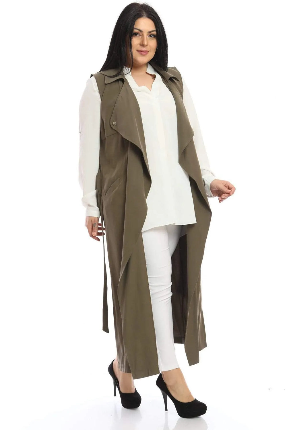 Большой размер, длинный жилет из крепа - для стильных и удобных сочетаний - Image 11