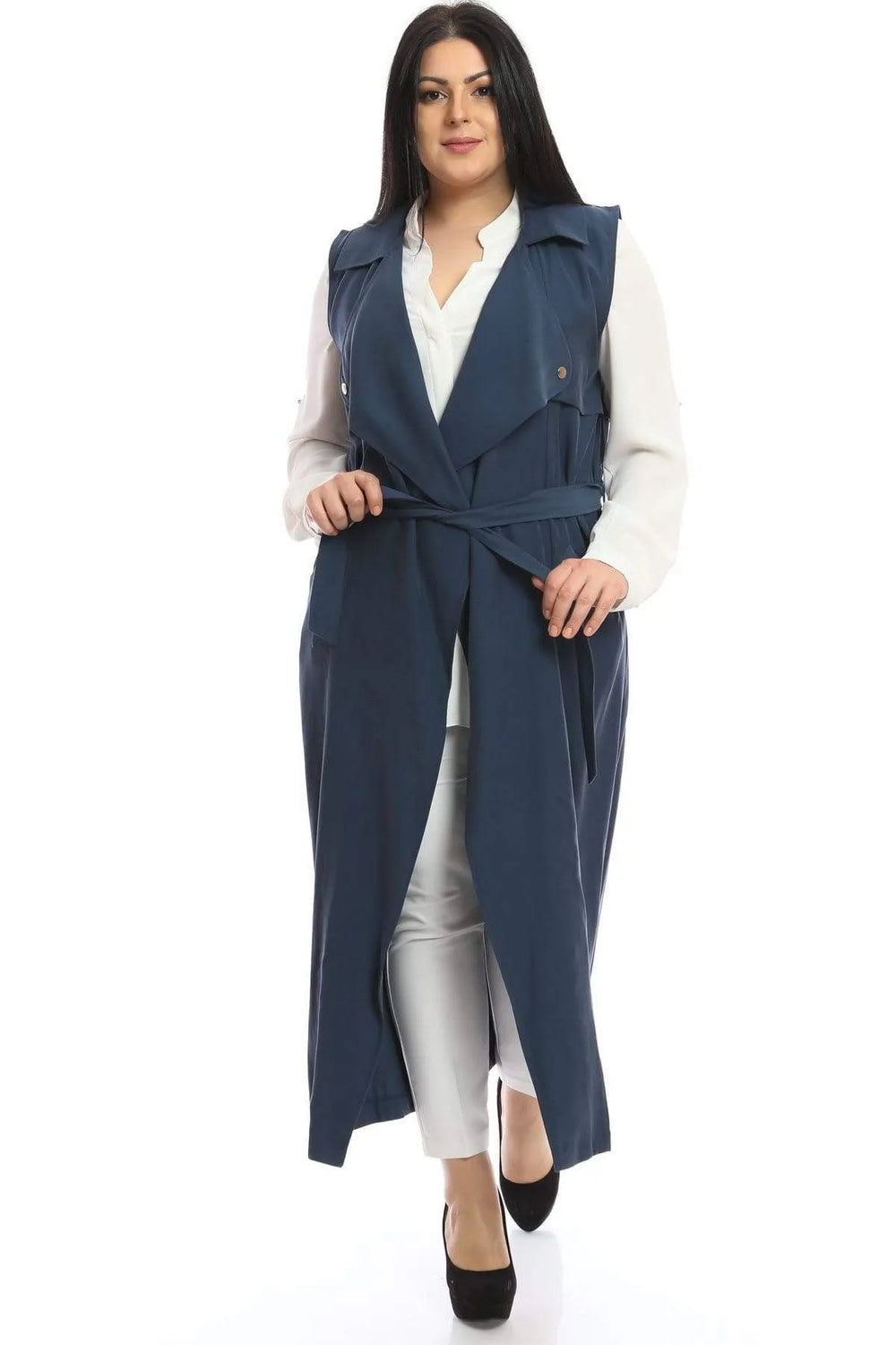 Большой размер, длинный жилет из крепа - для стильных и удобных сочетаний - Image 18