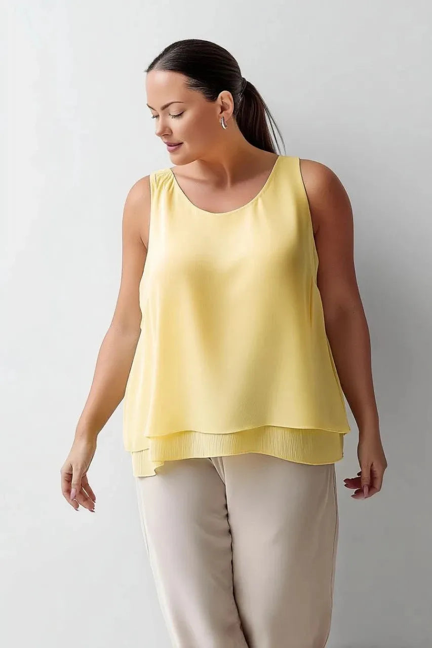 Ärmellose Etagen-Bluse aus Krepp für Damen in großen Größen