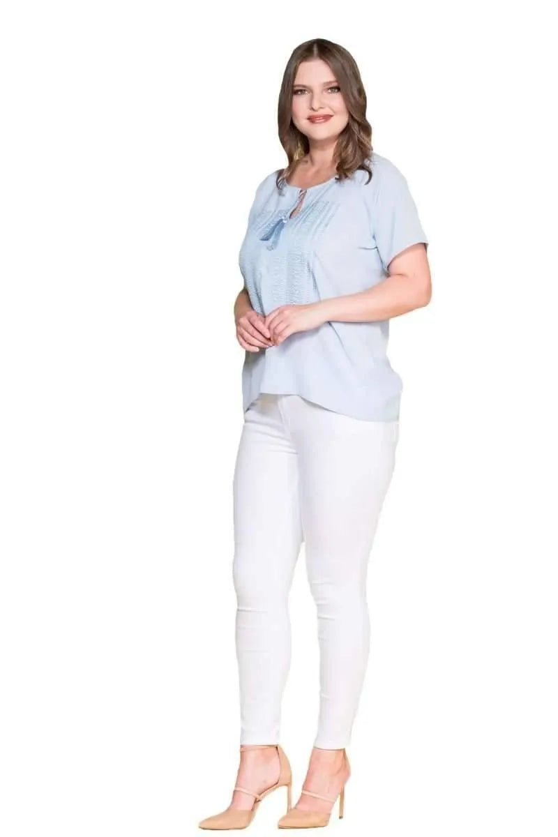 Plus Size Women's Embroidered Cotton Viscose Blouse - Image 3