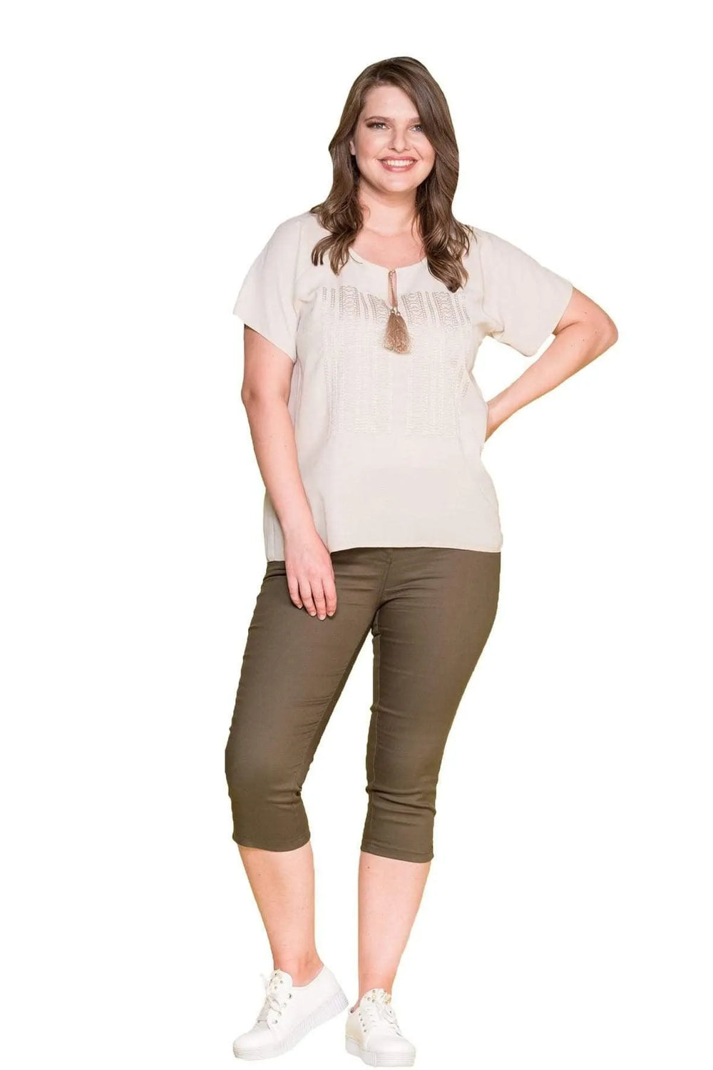 Plus Size Women's Embroidered Cotton Viscose Blouse - Image 20