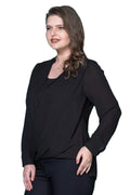 Elegante Wickelbluse aus Krepp für Damen große Größen mit fließendem Fall