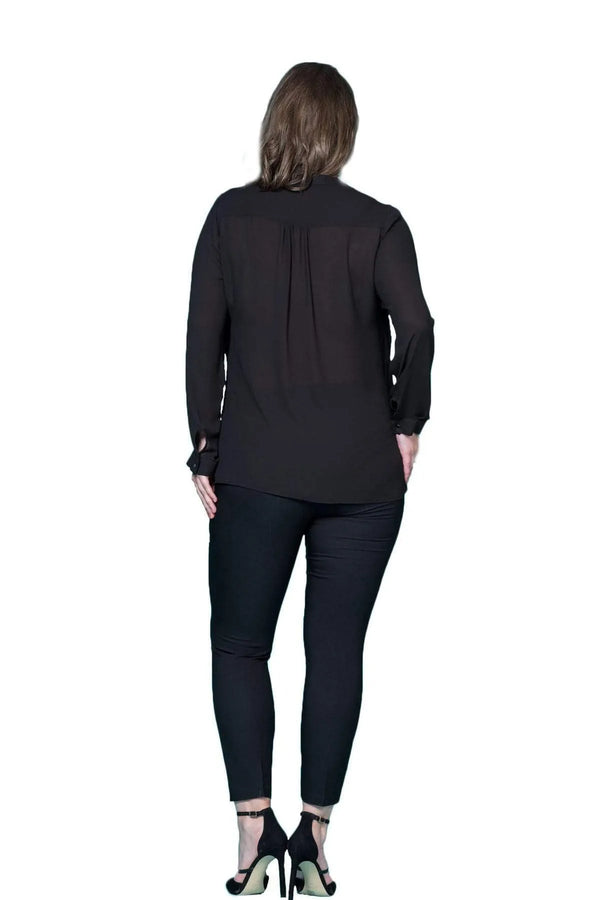 Plus Size Women's Wrap Crepe Blouse - Flowy Evening Wear