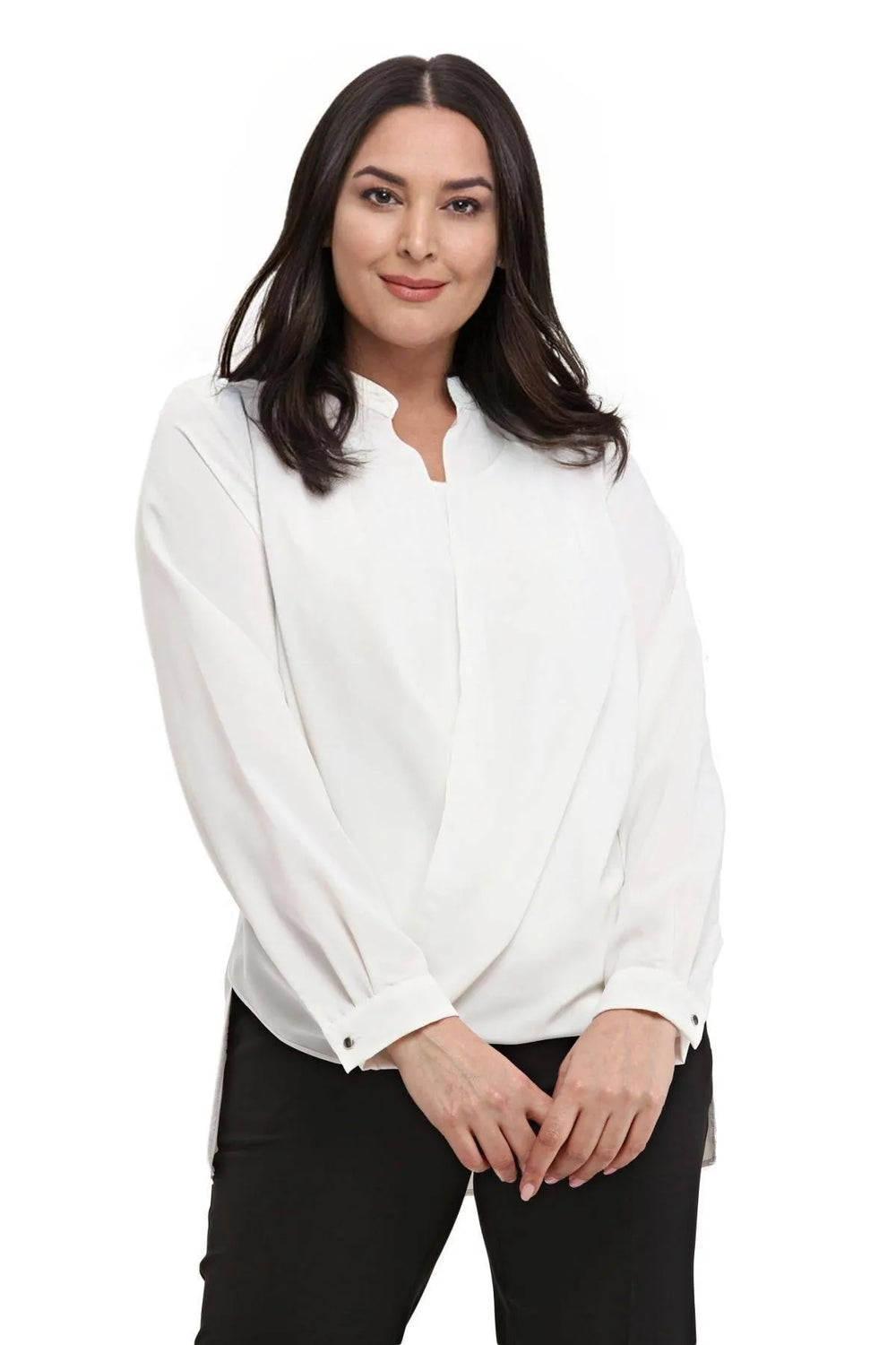 Plus Size Women's Wrap Crepe Blouse - Flowy Evening Wear - Image 6