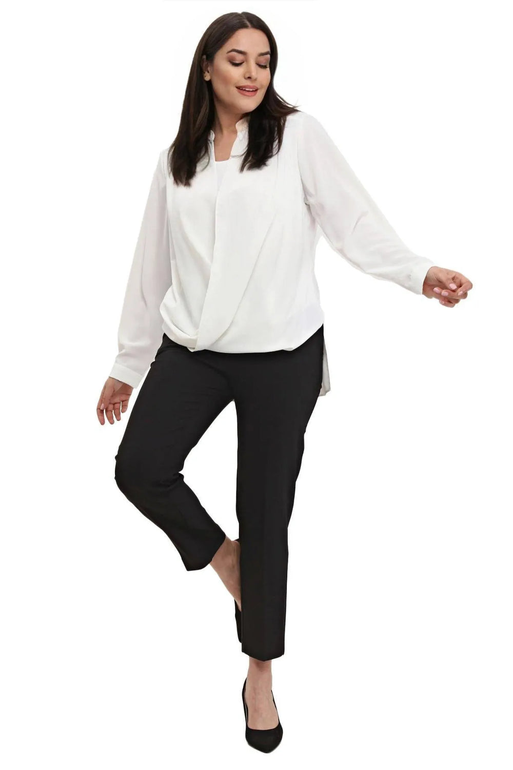 Plus Size Women's Wrap Crepe Blouse - Flowy Evening Wear - Image 7