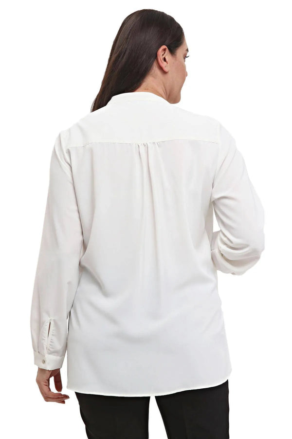 Plus Size Women's Wrap Crepe Blouse - Flowy Evening Wear