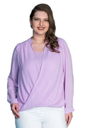 Elegante Wickelbluse aus Krepp für Damen große Größen mit fließendem Fall