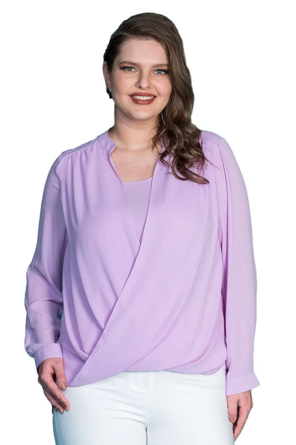 Plus Size Women's Wrap Crepe Blouse - Flowy Evening Wear
