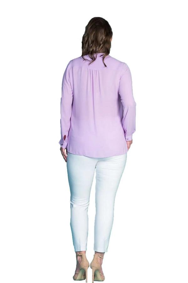 Plus Size Women's Wrap Crepe Blouse - Flowy Evening Wear