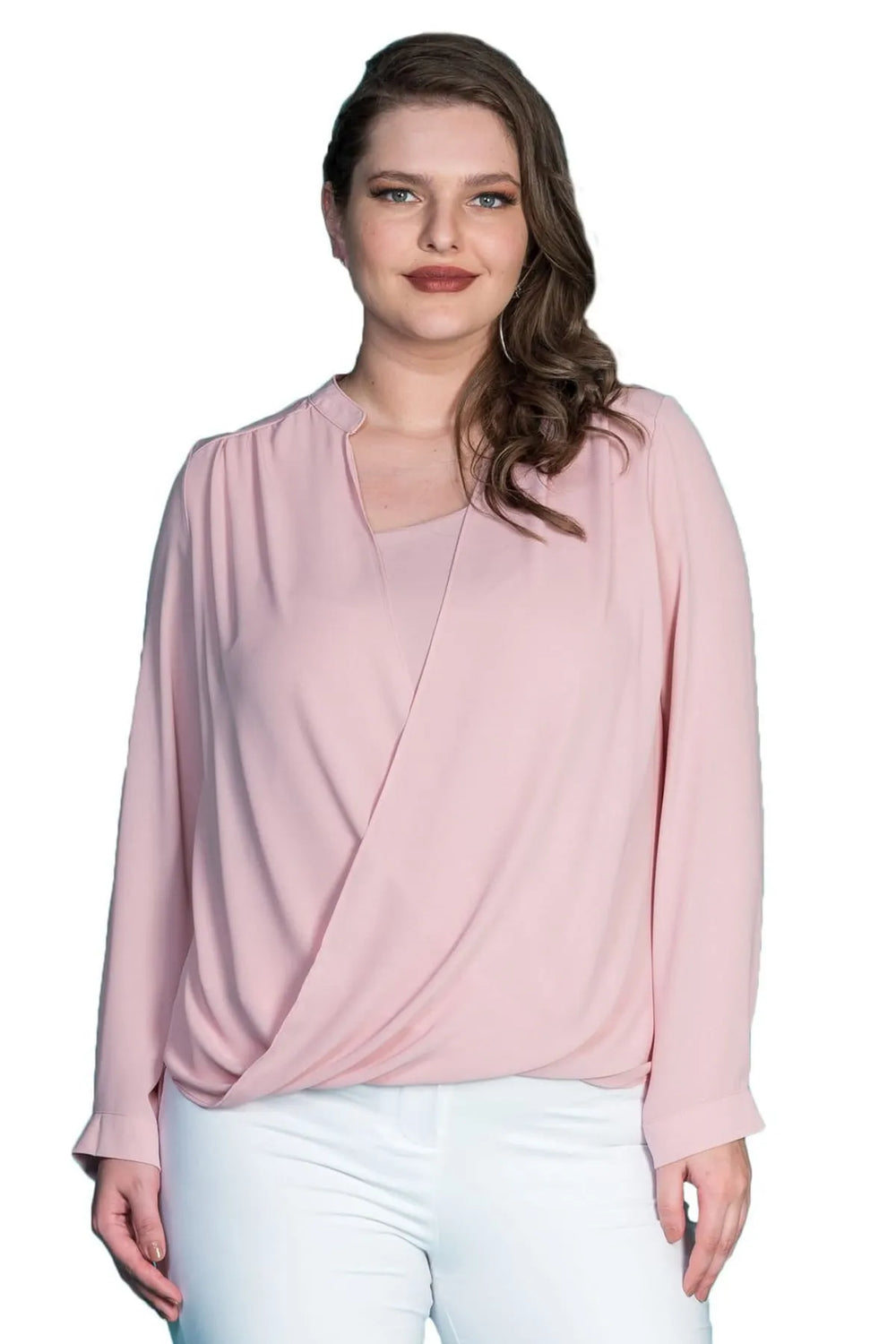 Plus Size Women's Wrap Crepe Blouse - Flowy Evening Wear - Image 12